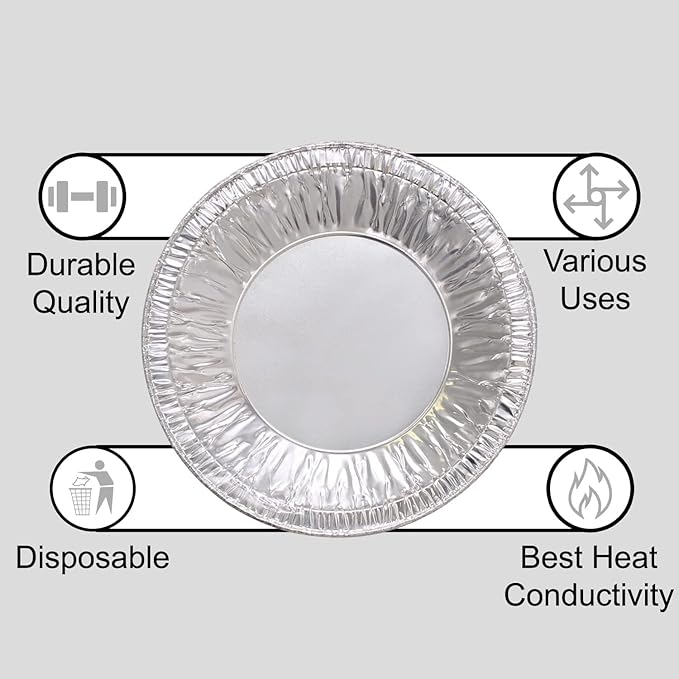 PARTY BARGAINS 12oz Aluminum Pie Pans - 50 Pack, 6-inch Disposable Round Mini Pie Pans for Pies, Tarts, Quiche (Max 240°C)