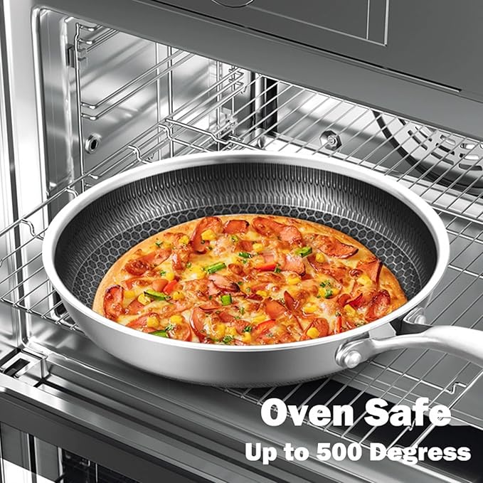 Toutrop Hybrid Stainless Steel Cookware Set-6QT Sauté Pan with Lid,10 Inch Nonstick Frying Pan,Induction Compatible,PFOA Free,Dishwasher & Oven Safe