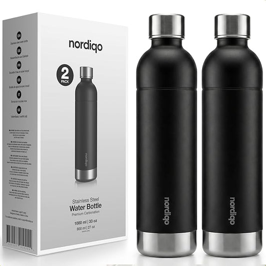 Stainless Steel Carbonating Bottle 33 oz | Compatible with Aarke Carbonator 3, Sodastream (Excl. model Aqua Fizz + Jet) and many others| Dishwasher Safe, No Expiration Date, BPA-Free