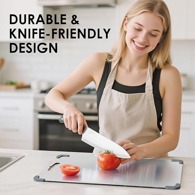 Premium Pure Cut Titanium Cutting Board – Dual‑Sided, Non‑Toxic, Non‑Slip & Dishwasher Safe – Ideal Titanium Cutting Boards for Kitchen