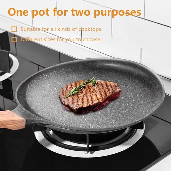 DOTUHAO Nonstick Crepe Pan Set, 5 Piece Set Kitchen Pancake Grill Pan, 11 Inch Nonstick Ceramic Flat Skillet Dosa Tawa Comales Para Tortillas Pancake Pans, Fry Pans Compatible with All Stovetops