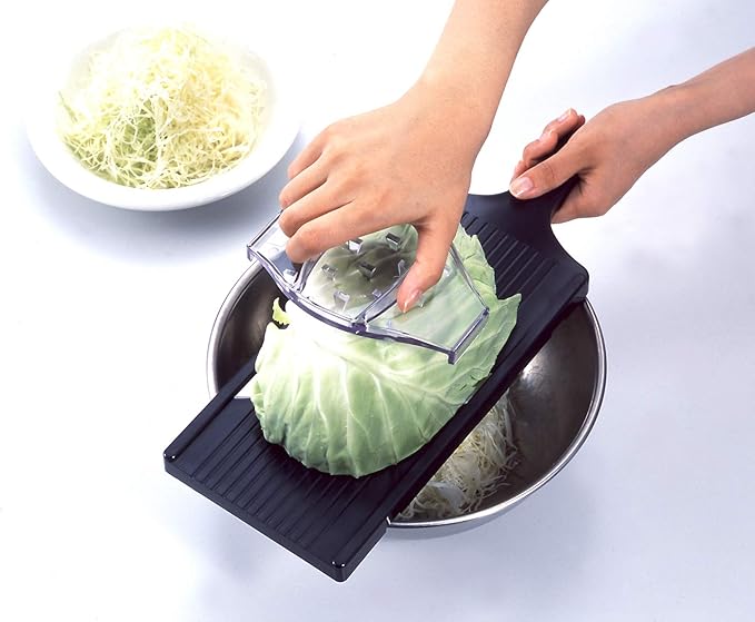 Suncraft AL-58 Cabbage Slicer, Julienne Thin 0.04 inch (1 mm), Fluffy Shop Finish, Wide 5.5 inches (14 cm), 15.2 x 5.5 x 0.7 inches (38.2 x 14.0 x 1.8 cm), Black, Includes Safety Holder, Made in Japan