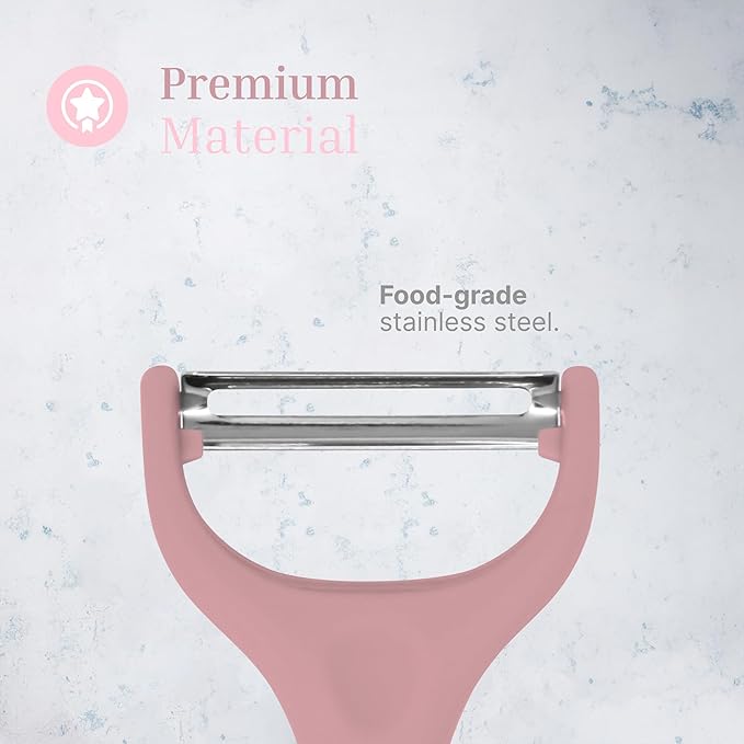 Y-Shaped Vegetable Peeler – Stainless Steel Blade with Comfortable Handle, Fruit and Vegetable Slicer, Potato & Carrot Cutter, Cucumber & Veggies Slicer – Kitchen Tools and Accessories – Pastel Pink