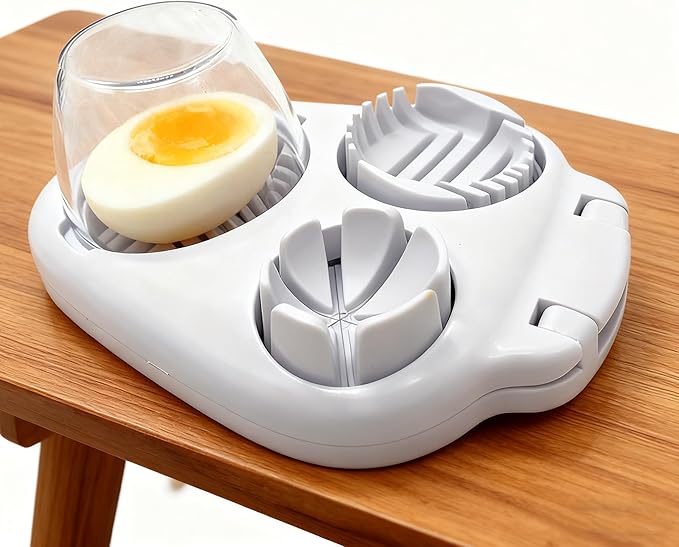 Pumbba Egg slicers 3-in-1 Stainless Steel Egg Cutter, Multipurpose 3-Way Cutter for Hard Boiled Eggs, Strawberry, Tomato, Mushroom & More