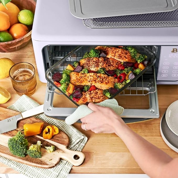 Beautiful by Drew Infrared Air Fry Toaster Oven 1800W with 9-Slice Capacity and Multi-Function Cooking (Lavander)