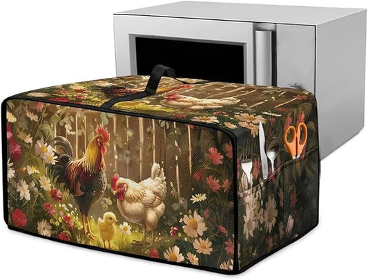 Doojoayie Kitchen Toaster Dust Cover Compatible with 8 Slice Toaster Dust Protection Cover Rooster Print Kitchen Decoration Small Appliance Protector