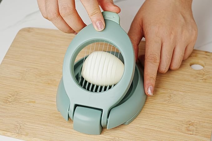 New Talent Slicing Styles Egg slicer Hard Boiled eggs Kitchen helper Dishwasher Safe（Beige）