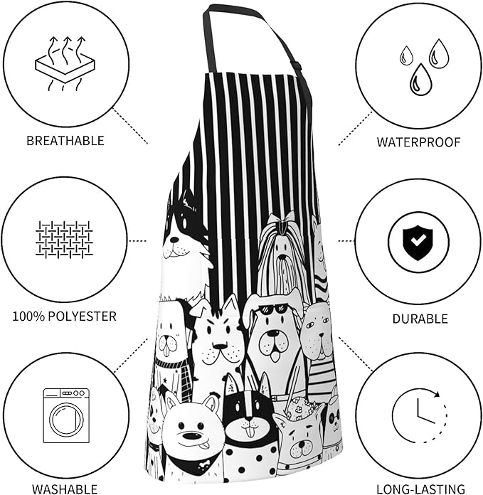 Apron with Pockets Aprons for Women Men Kitchen Chef Apron for Cooking Gardening Server Waitress Painting
