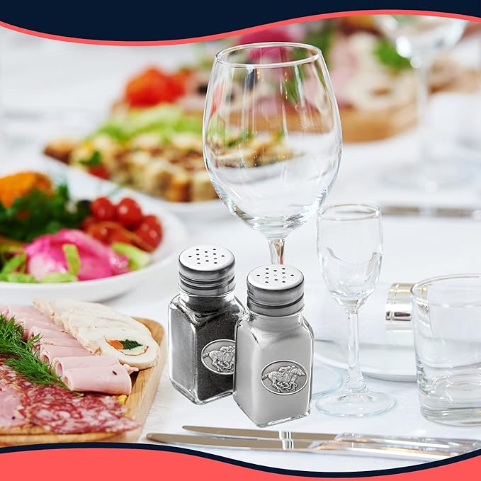 Heritage Pewter By a Nose Salt and Pepper Shaker Set of 2 Bottles | Expertly Crafted Pewter Glass