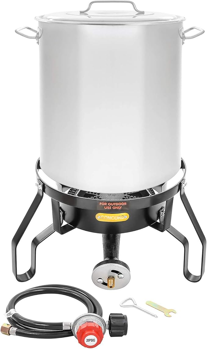 Concord Home Brew Stainless Steel Kettle with Single Burner Stand Set (40 Quart)