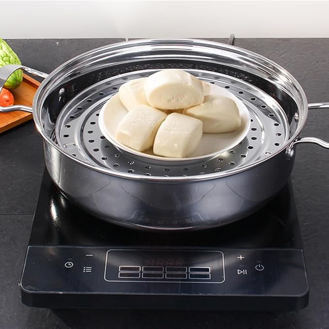 Stainless Steel 8.5 inch Steamer Basket with Removable Stand for Instant Pot Steamer Cooking - Silver 2PCS
