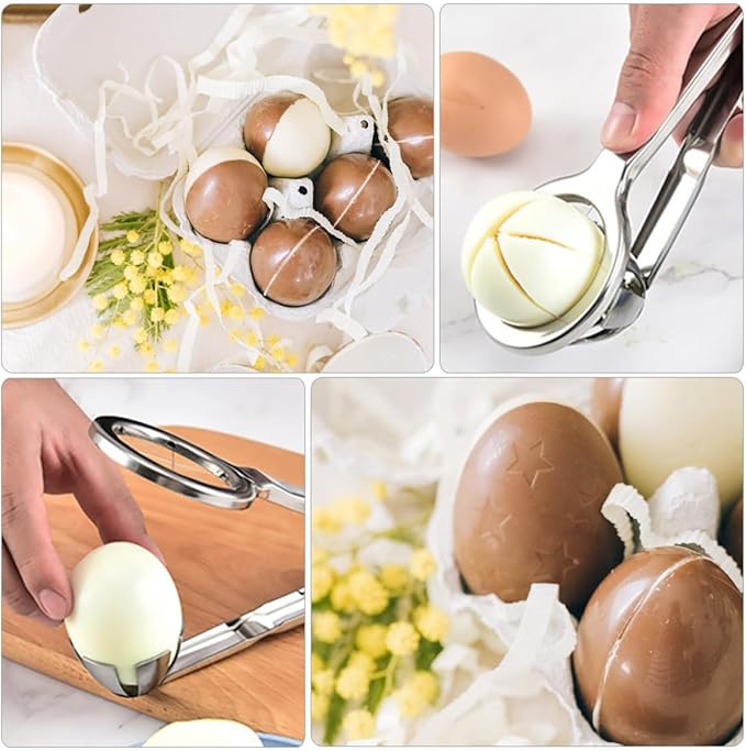 Multifunctional Stainless Steel Egg Cutter and Handheld Egg Slicer 304 Food-Grade Material Convenient Kitchen Gadget for Hard-Boiled and Cooking Supplies