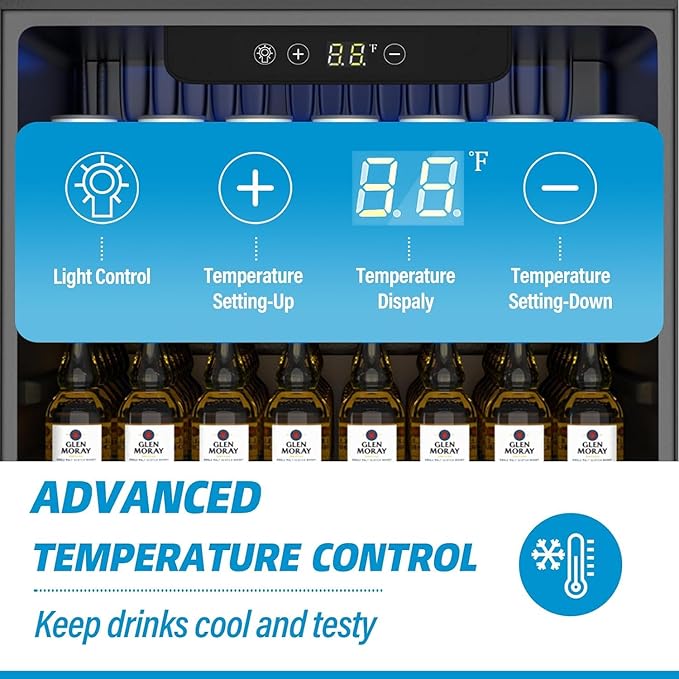 Compact Beverage Refrigerator,76 Can/1.7 Cubic Feet Fridge with Glass Front Door for Soda, Beer or Wine, Under Counter Small Refrigerator with Adjustable Shelve & Digital Display