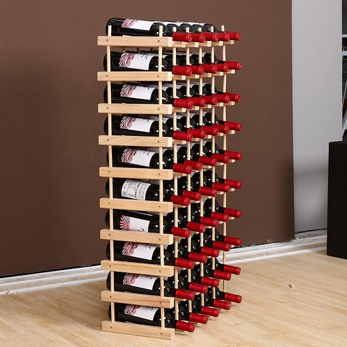 Wooden Stackable Storage Modular Small countertop Wine Rack Cabinet,Freestanding for Floor Wood Wine Bottle Shelf (50bottle)