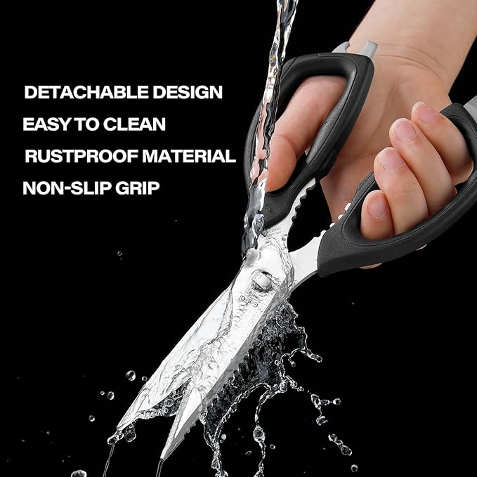 Kitchen Scissors Come Apart Kitchen Shears Premium Stainless Steel Scissors for Food Heavy Duty Shears for Chicken Bone Nutcracker Bottle Can Opener 02B