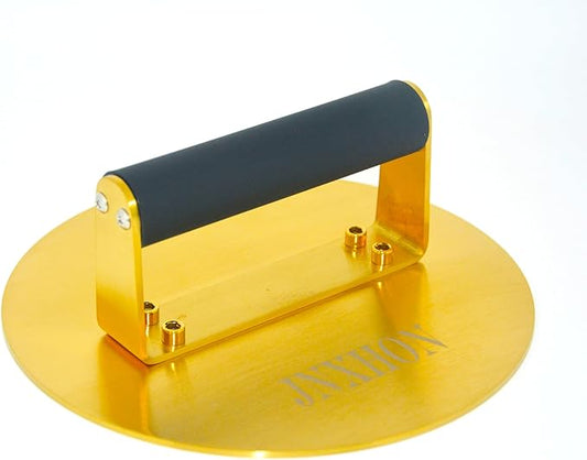 2.3LB 8inches 304 goldenStainless Steel Heavy Duty Burger Press, Bacon Press Barbecue Press Meat Press Garlic Press Round Burger Smasher Griddle Press