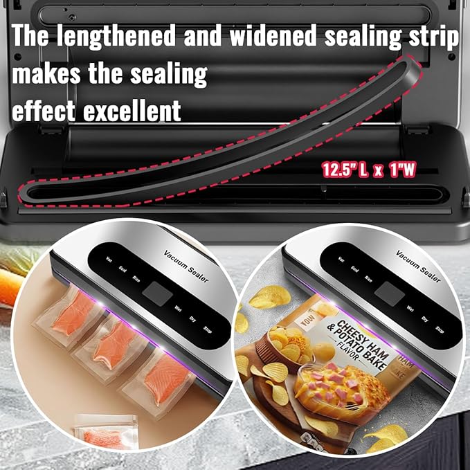 8 in 1 Food Vacuum Sealer Machine With Canning Sealer,Multi-function Food Sealer Built-in UV Cutter/Bag Storage Act on Dry Wet oil Crispy,Vacuum Sealer with Cutter Attached 2 Bag Rolls/Marker Pen