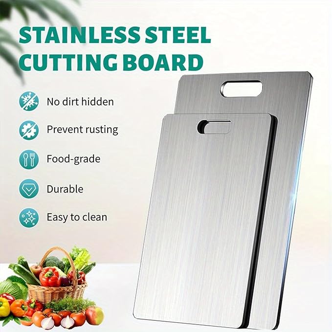 4Pack Titanium Cutting Board Set – Pure Titanium Double-Sided Cutting Boards for Kitchen, Stainless Steel Chopping Boards for Meat, Vegetables, Fruits – Durable, Easy to Clean – 4 Sizes