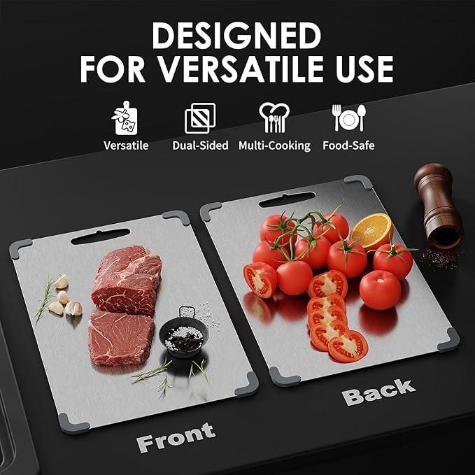 2 Pack Premium Pure Cut Titanium Cutting Board – Dual‑Sided, Non‑Toxic, Non‑Slip & Dishwasher Safe – Ideal Titanium Cutting Boards for Kitchen Medium and Small
