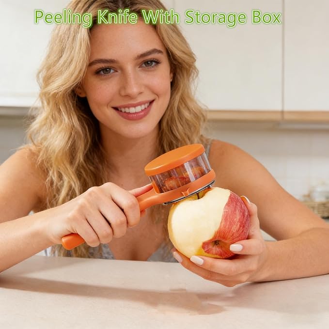 Peeling Knife With Storage Box, Fruit And Vegetable Peeler With Container, Double-Sided Stainless Steel Multi-Function Potato Peeler & Fruit Peeler, Durable Vegetable Peeler/Peeler For Home Kitchen
