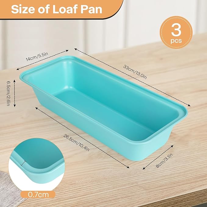 Proigtz 2-Pack 13 x 5-Inch Carbon Steel Loaf Pan, Long Large Bread Pan for Baking Homemade Banana Bread, Sandwich Bread, Brownies, Cakes, Pizza, Tart