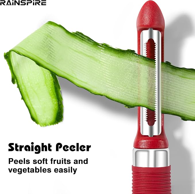 Rainspire 3-Piece Peeler Set, Premium Swivel Vegetable Peeler, Kitchen Gadgets Apple Peeler Potato Peeler Veggie Peeler Fruit Peeler, Dishwasher Safe Kitchen Accessories (Red)
