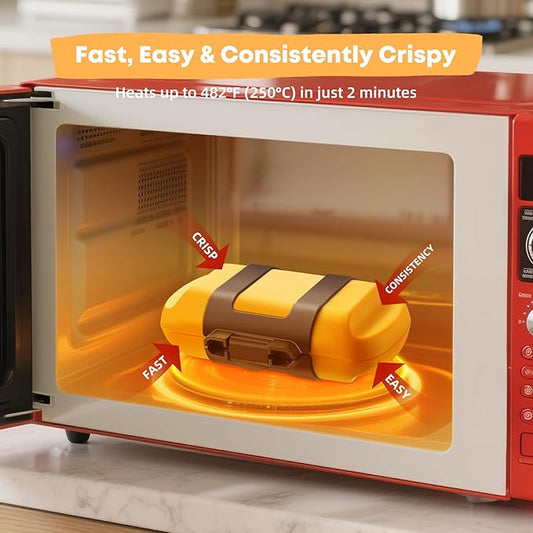 Microwave Sandwich Maker, Microwave Toastie Maker, Snack Maker & Panini Press, Microwavable Metal, Removable Non-Stick Plates Silicone Microwavable Cookware, Heatwave Technology, Orange