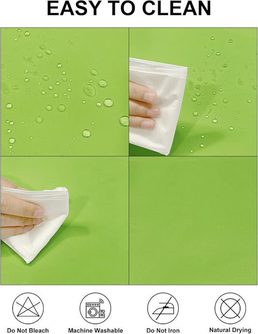 Fokitut 2 Pack Waterproof Round Tablecloth, 120 Inch, Stain Resistant and Wrinkle Polyester Table Cloth, Fabric Table Cover for Kitchen Dining, Wedding, Party, Holiday Dinner-Apple Green
