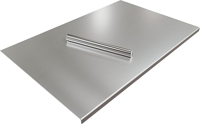 ISXACFF Stainless Steel Cutting Board with Lip 31.5" L X 22.8" W Large Cutting Board Kneading Board Pastry Board Non Stick Thick Board with Rolling Pin for Meat Fruits Vegetables Bread and Baking