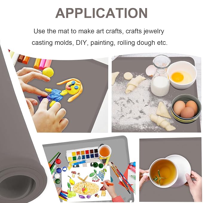 KVK Silicone Placemats for Toddlers Thicker Version, Non-Slip Reusable Kids Placemats for Dining Table, Stain-Proof Baby Table Mat for Restaurants 6 Packs (Light Gray&Dark Gray)