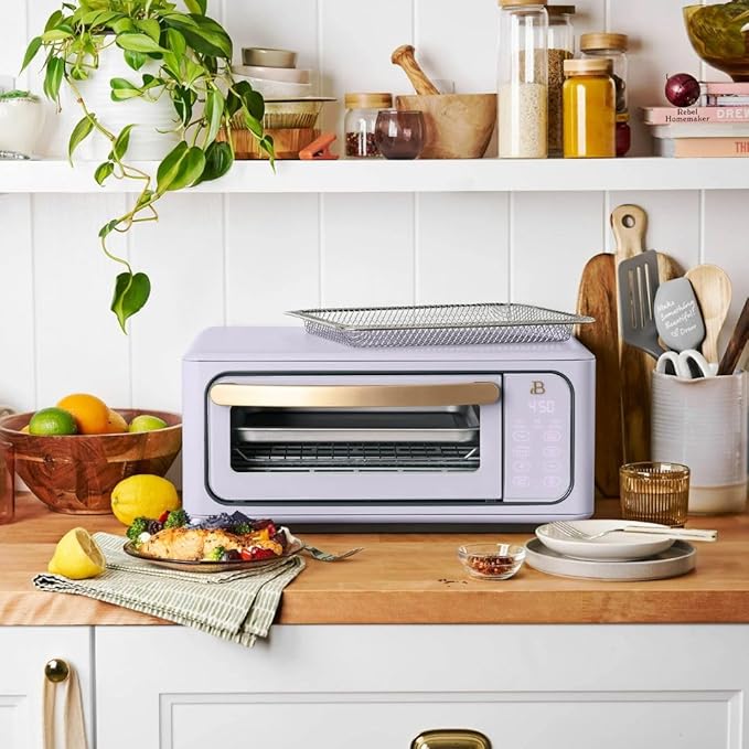 Beautiful by Drew Infrared Air Fry Toaster Oven 1800W with 9-Slice Capacity and Multi-Function Cooking (Lavander)