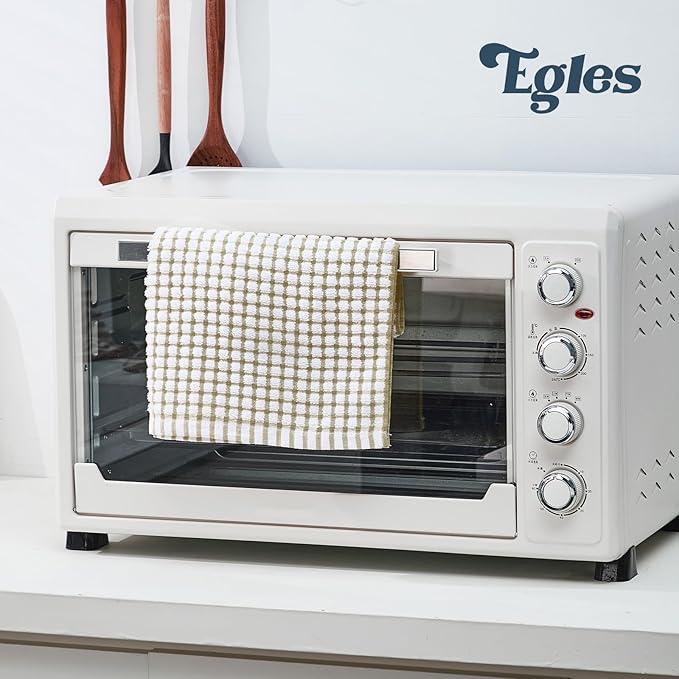 Egles 16 Packs Kitchen Dishcloths, 100% Cotton Grid Terry Dish Cloths 12" x 12" Ultra Soft Super Absorbent Dishrag Reusable Dishcloth, Multi-Purpose Quick Drying Hand Dish Towel Set with Hanging Loop