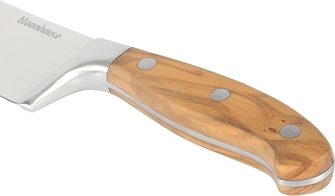 Bloomhouse - Two Time Oprah's Favorite Things Winner - 8-Inch Chef Knife – German Stainless Steel Blade with Forged Italian Olive Wood Handle, Full Tang Kitchen Knife for Slicing, Dicing & Chopping
