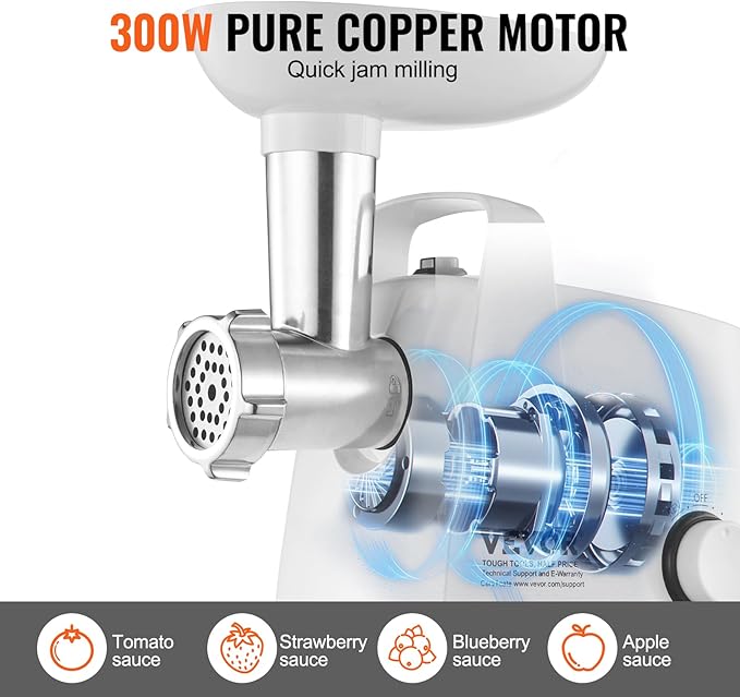 VEVOR Electric Tomato Strainer, 300W Tomato Sauce Maker Machine, 4 LBS/Min Food Strainer and Sauce Maker, Pure Copper Motor Food Mill with Reverse Function for Tomato Strawberry Blueberry Sauce
