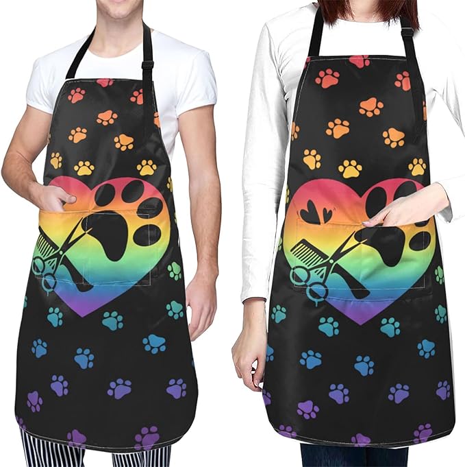 Apron with Pockets Aprons for Women Men Kitchen Chef Apron for Cooking Gardening Server Waitress Painting