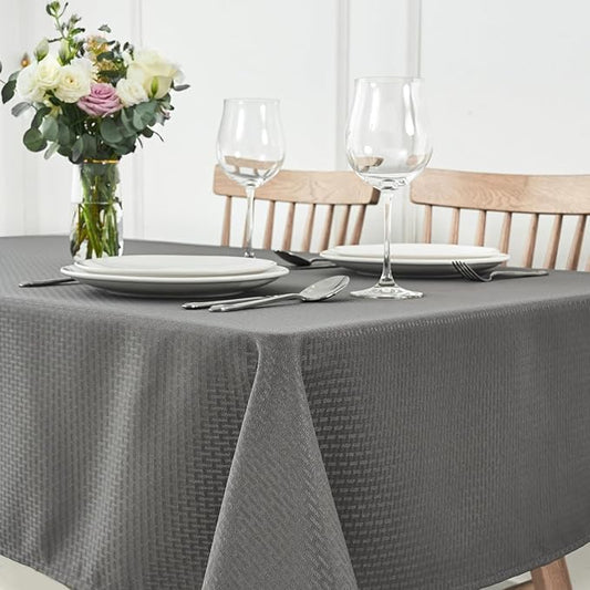 maxmill Square Tablecloth Water Resistance Antiwrinkle Spill Proof Weaved Texture Table Cloth, Decorative Fabric Table Cover for Banquet Parties Event Holiday Dinner, 70 x 70 Inch, Charcoal Gray