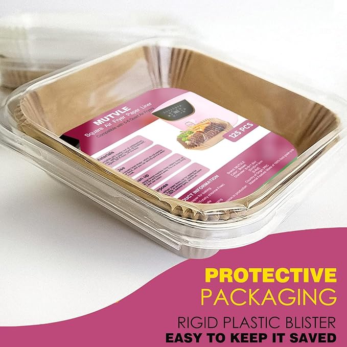 Air Fryer Liners for Pink Air Fryer, Paper Liners Disposable for Paris Hilton air fryer, White Air Fryer, Beelicious Air Fryer, 8 Inch 130PCs Square Food Grade Parchment Paper