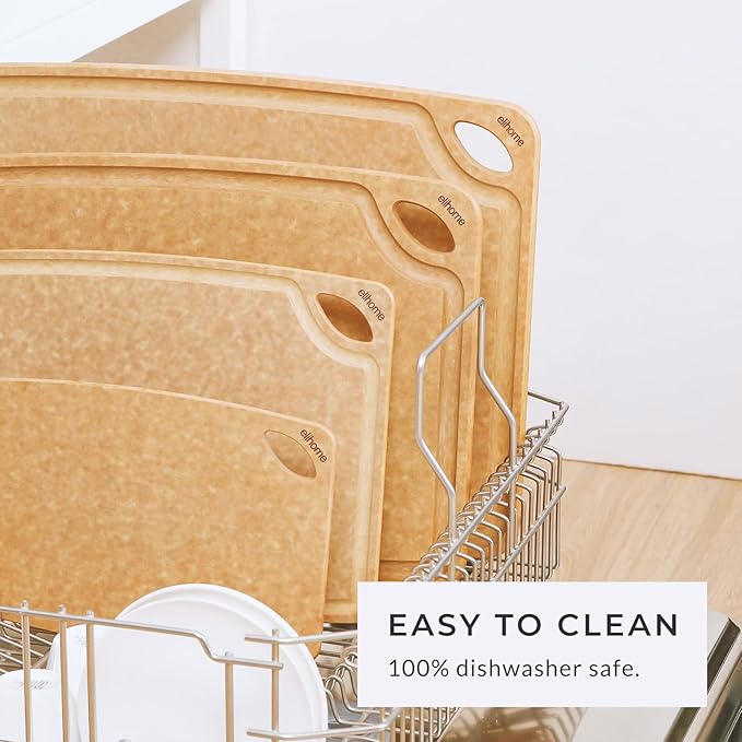 Classic SMALL Kitchen Cutting Board, 12pcs Pack, Wood Fiber Composite,Dishwasher Safe, Eco-Friendly, Easy Grip Handles, Non-Porous, Reversible, BPA Free, Made in USA, 10" x 7"