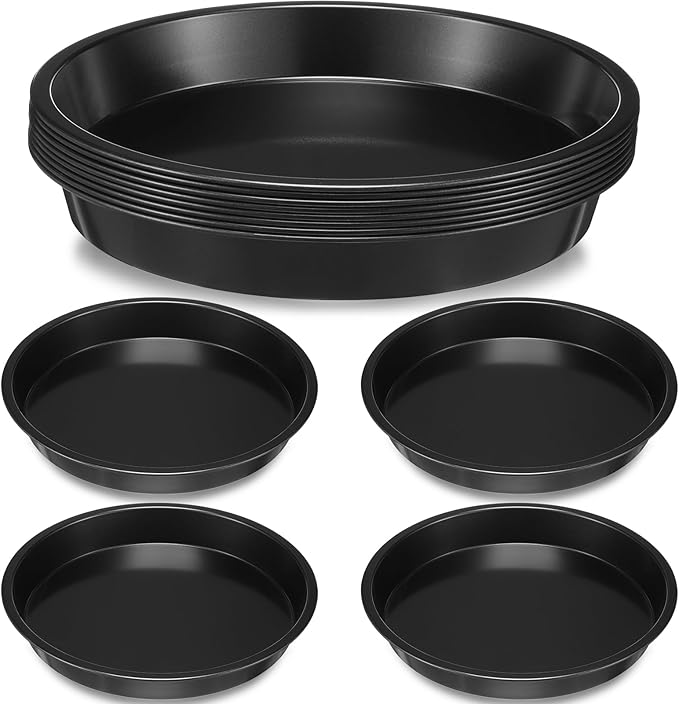 Gandeer 8 Pcs mini pie tins 4 inch Pie Pan Dish for Baking Carbon Steel Pizza Nonstick Plate Bakeware Set Oven Air Fryer Cake Bread Meat (9 Inch,Black)
