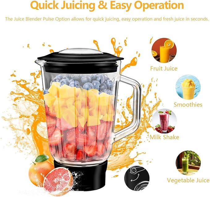SeaSpark Multifunctional Stand Mixer, 6 in 1 Stand Mixer, 6.3Qt Tilt-head, Standing Mixer with Stainless Steel Bowl, Meat Grinder, Juice Blender, for professional Baking and Most Home Cooks, Black