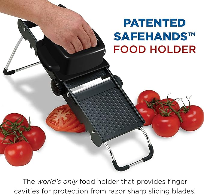 Jaccard ABS SafeHands Mandolin Slicer with Seven Interchangeable Blade Cartridges - QUITE POSSIBLY THE SAFEST MANDOLIN IN THE WORLD Black