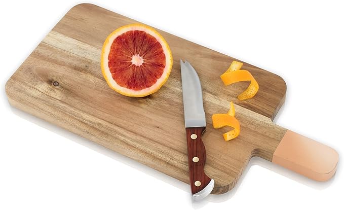Viski Bartender Knife, 7 Inch Knife, Acacia Wood Handle, Double Tipped Stainless Steel Blade, Bar Knife, Riveted Base, Set of 1