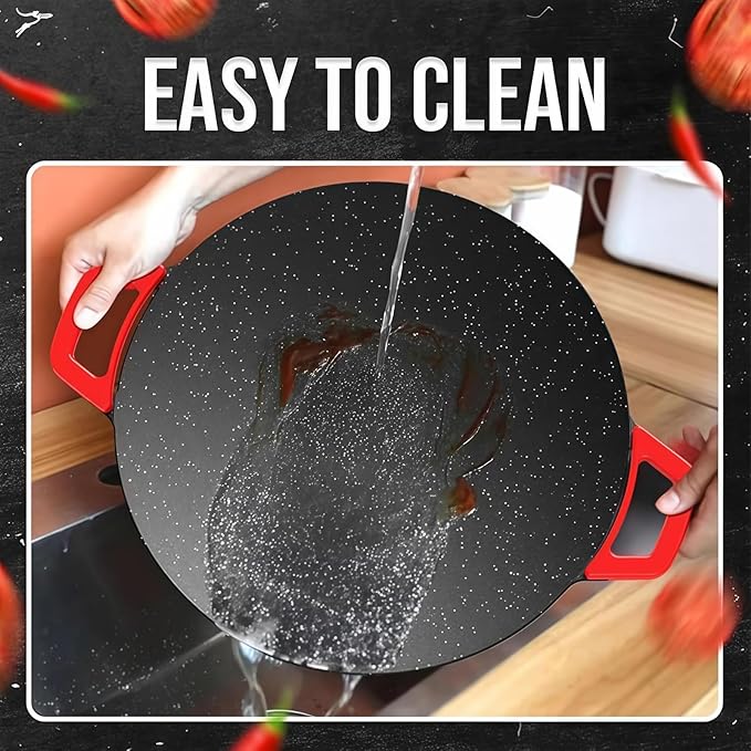 Non-Stick Electric Indoor Grill Pan, Multi-functional electric griddle Nonstick for Cooking Steaks, portable electric korean bbq grill, for Cooking Steaks, Pancakes & BBQ (black,36cm)