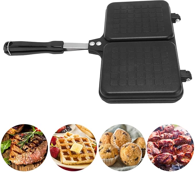 Hot Sandwich Panini Maker with Handle, NonStick Double Sided Frying Pan Grilled Sandwich Maker, Stovetop Toasted Sandwich Press for Home, Kitchen, Breakfast