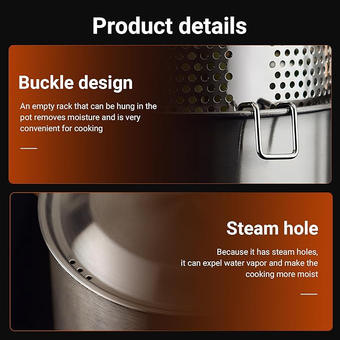 Asparagus Pot, Stainless Steel Asparagus Steamer Pot & Spaghetti Pasta Cooker with Perforated Steamer Basket - 3-Ply Base, 4.3L/1.14Gal, Versatile Cookware ﻿ ﻿