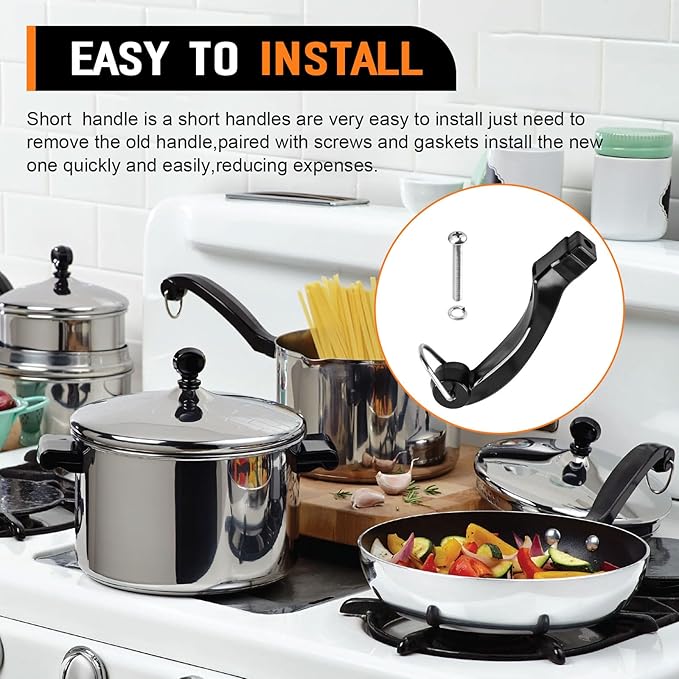 P08-031 Saucepan Handle Fits for Farberware 1, 1.5, 2, 2.5 QT Pot Short Saucepans Handle Frying Pan - Configuration Provides Comfortable Grip While Maintaining Proper Balance During Cookware Saucepan