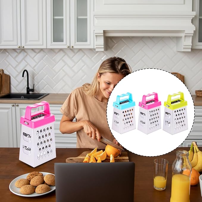 6 Pcs Mini Cheese Grater Professional Box Grater Stainless Steel Fine Coarse Handheld Slicer with 4 Sides Small Box Food Shredder Safe Zester for Kitchen Cheese Garlic Ginger Vegetable Potatoes