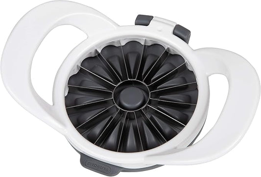 PrepWorks by Progressive Dishwasher Safe 16-Slice Thin Apple Slicer and Corer with Attached Safety Cover (White)