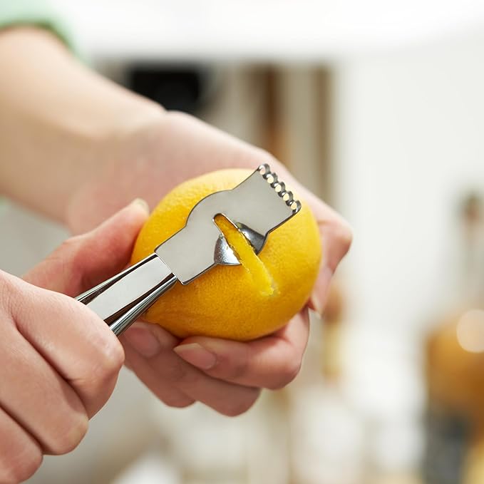 True Zesty Stainless Steel Citrus Zester Tool, Cocktail Peeler for Lemon Twist, Orange, Lime, Home Bar Accessories, Kitchen Gadgets, Set of 1
