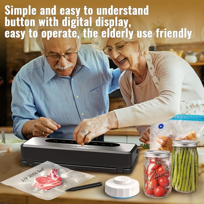 8 in 1 Food Vacuum Sealer Machine With Canning Sealer,Multi-function Food Sealer Built-in UV Cutter/Bag Storage Act on Dry Wet oil Crispy,Vacuum Sealer with Cutter Attached 2 Bag Rolls/Marker Pen